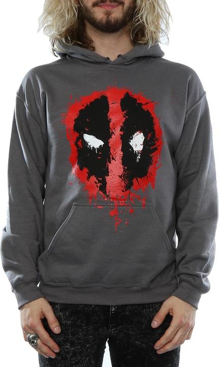Actual product image Deadpool Mens Splat Face Cotton Hoodie (XL)