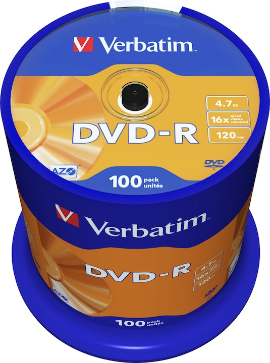 Image du produit Verbatim DVD-R, 16x, 4,7 Go, 100 broches (100 x)