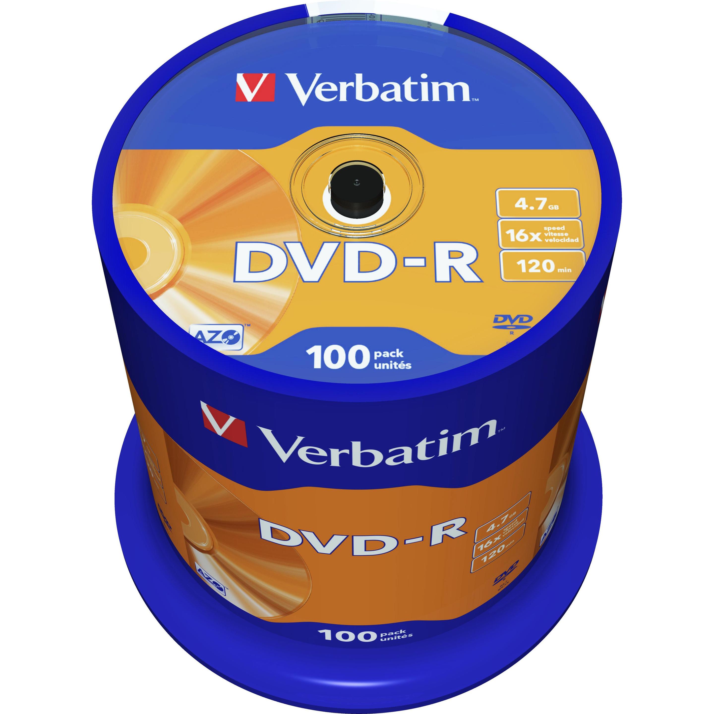Thumbnail - Verbatim DVD-R, 16x, 4.7GB, 100er Spindel (100 x), Optischer Datenträger