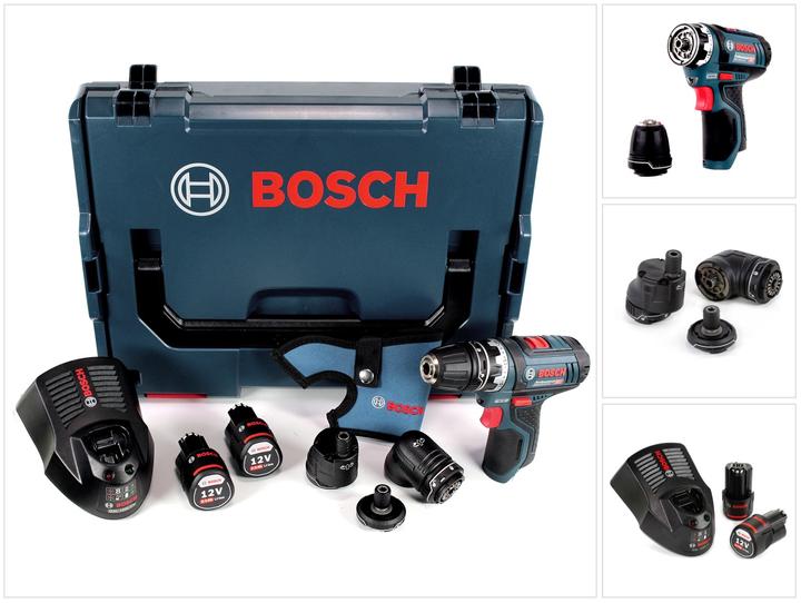 1/2 L-BOXX inzetstuk 12 V adapter, 1/2 L-BOXX voor gereedschap en lader, 2 Li-ion batterijen 2,0 Ah, Bithouder GFA 12-X, Boorhouder GFA 12-B, Excentrische bithouder GFA 12-E, Hoektransmissie GFA 12-W, L-BOXX 102, Snellader