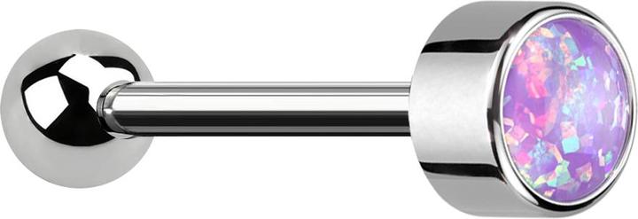 Actual product image Star Piercing Micro Barbell Threadless silver with Ball and Cylinder Opal purple (Titanium, without brass)