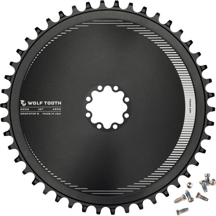 Wolf Tooth SRAM Direct Mount Aero-Kettenblatt, Standard 45mm/Offset 6mm, Drop-Stop B - black (46)