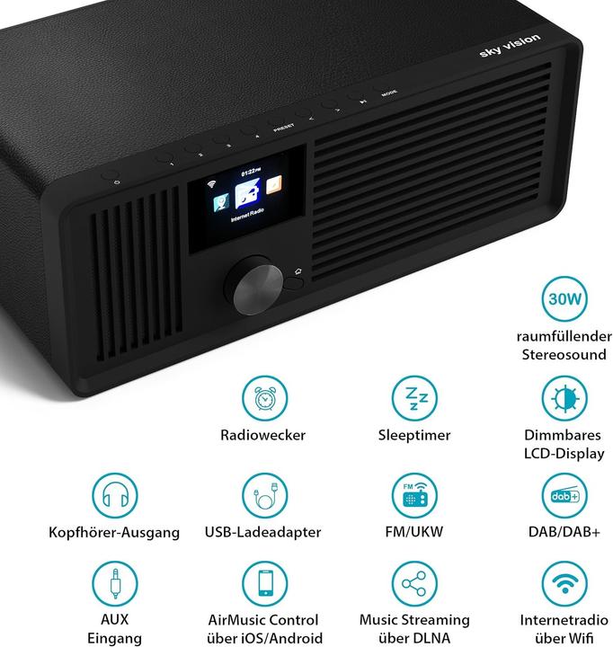 Actual product image Sky Vision DAB 70 IR (DAB+, FM, Web radio, Airplay, Wi-Fi)