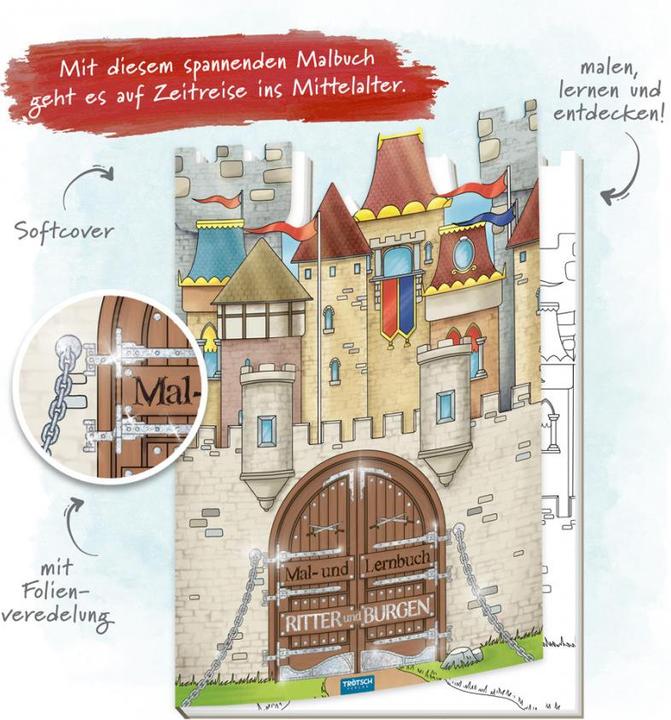 Image du produit Livre de coloriage et d'apprentissage Chevaliers et châteaux 21x29 cm 32 pages