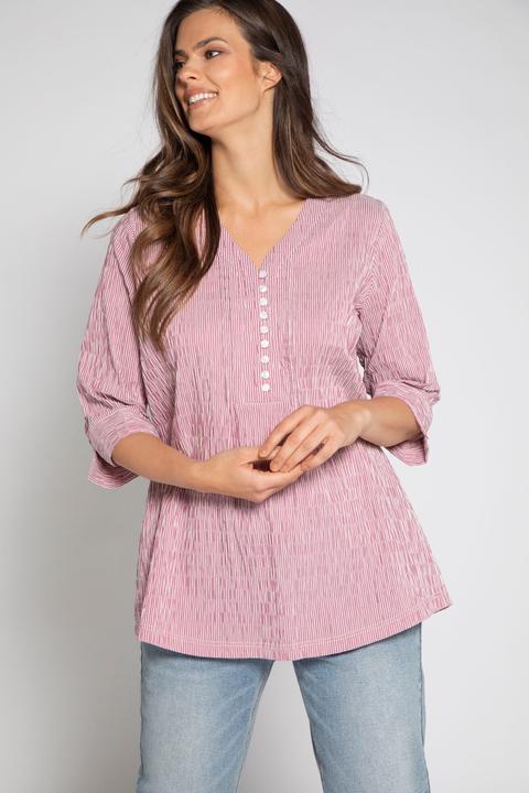 Actual product image Ulla Popken Textured Stripe Pintuck Blouse (68)