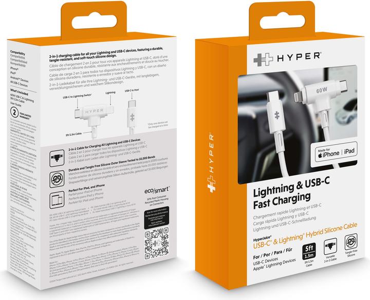 Actual product image Targus HyperJuice Silicone USBC/Lightning60W WT (1.50 m, USB 2.0, 60 W)