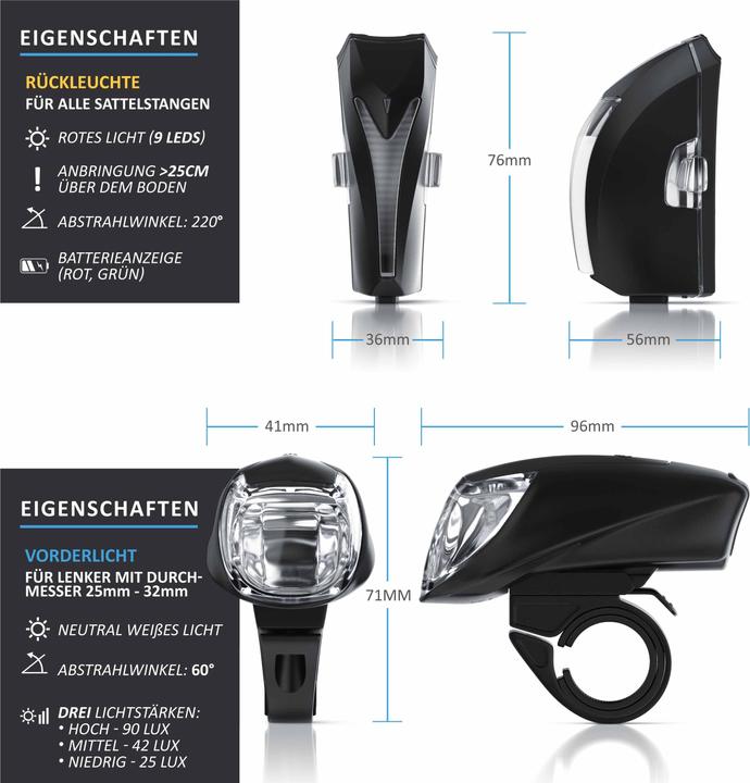 Produktbild Aplic Fahrradlampen Set (400 lm)
