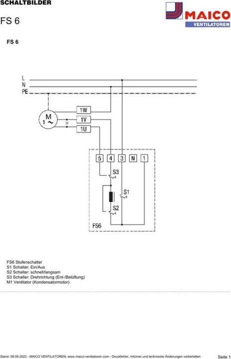 Produktbild Maico MAI FS 6 Stufenschalter perlweiss 128x74x46mm 230V 50Hz IP20