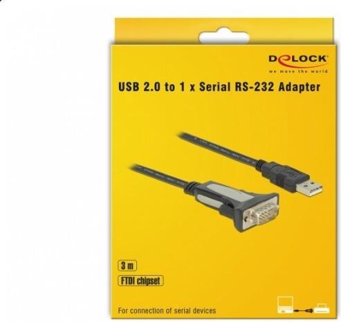 Produktbild Delock Adapter USB-A—Seriell DB9 RS-232 (3 m, VGA)