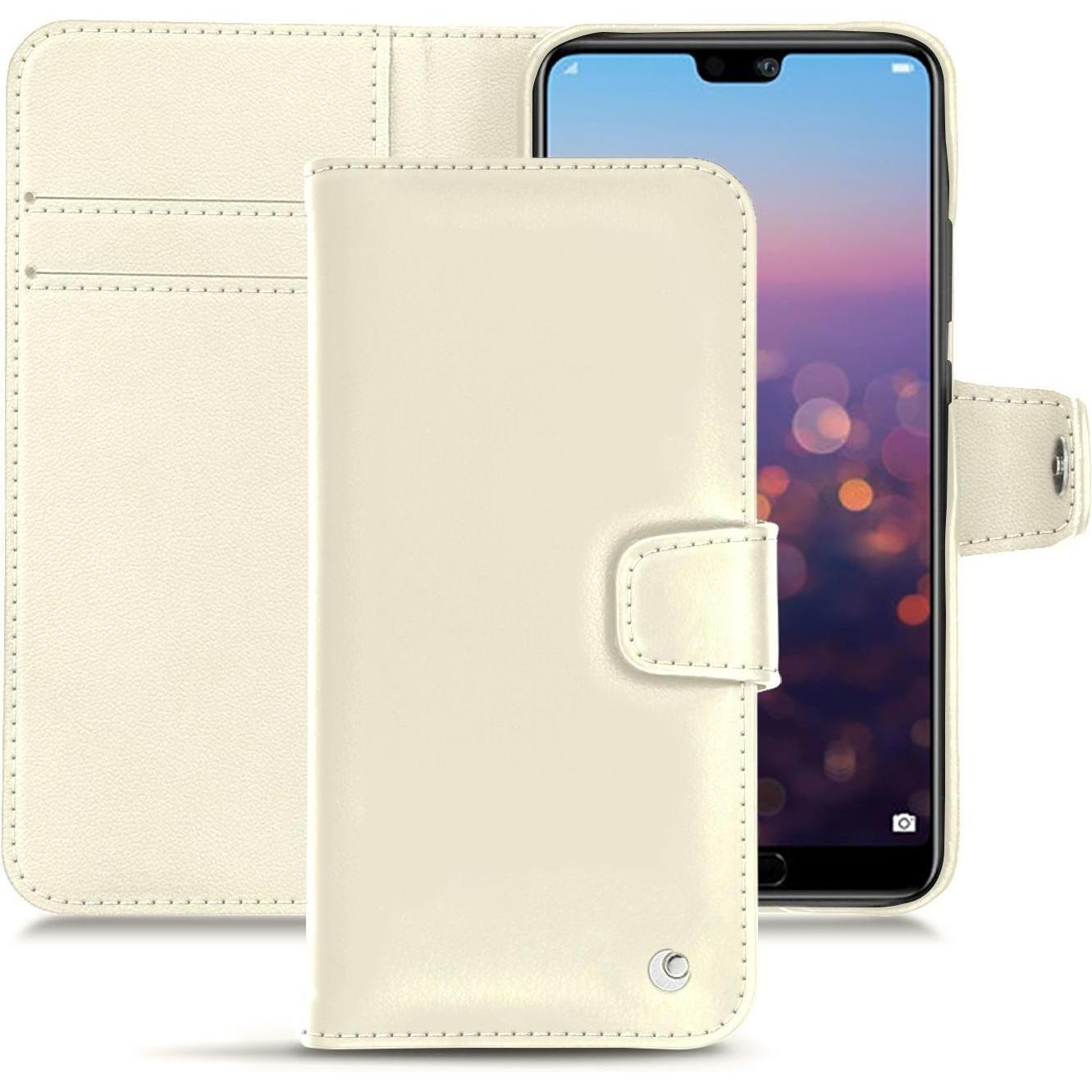 Noreve Lederschutzhülle Wallet (Huawei P20), Smartphone Hülle, Weiss