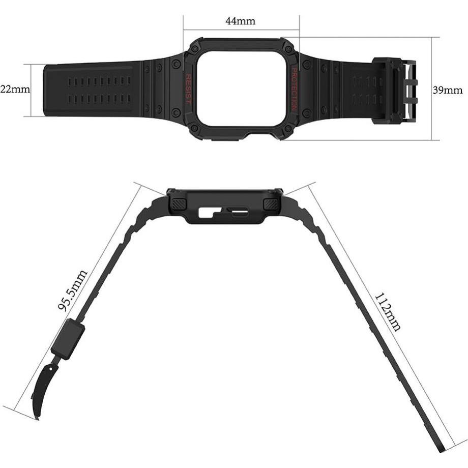 Thumbnail - Hurtel Protect Strap Band with Case for Apple Watch 7 / SE (45/44 / 42mm) Case Armored Watch Cover Green (Synthetik, TPU...