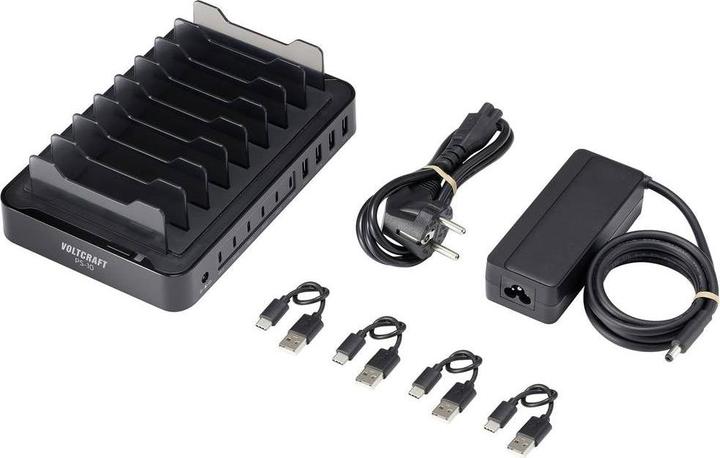Produktbild Voltcraft Tischladestation 120W Ausgangsstrom (max.) 3A Anzahl Ausgänge: 10 x USB-A, USB-C® (120 W)