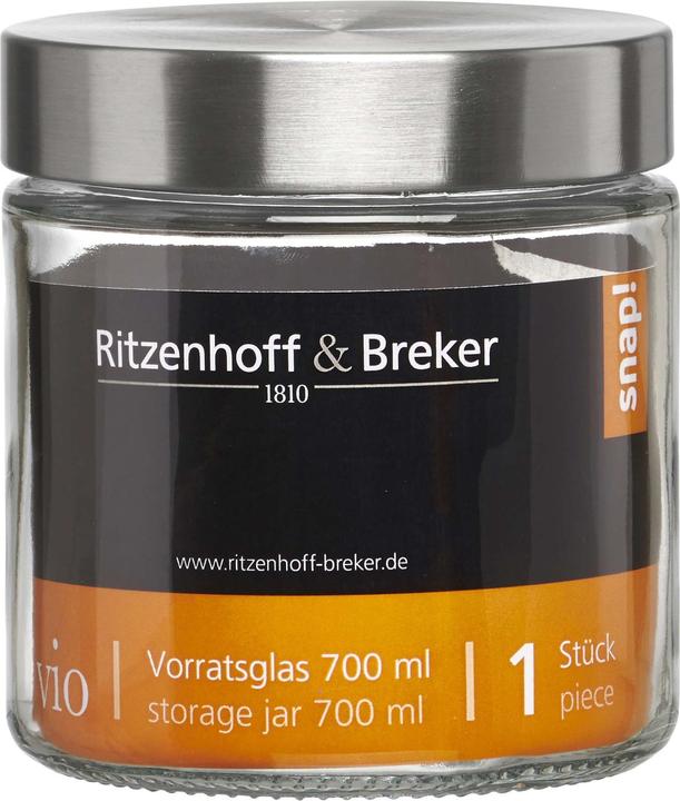 Actual product image Ritzenhoff & Breker "VIO" storage jar, round, 0.7 litre, made of glass, with stainless steel screw-top lid (0.70 l)