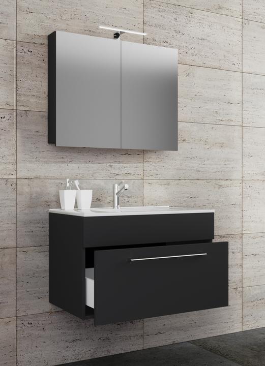 Actual product image VCM 3-piece wash place washbasin Badinos 1 drawer mirror cabinet