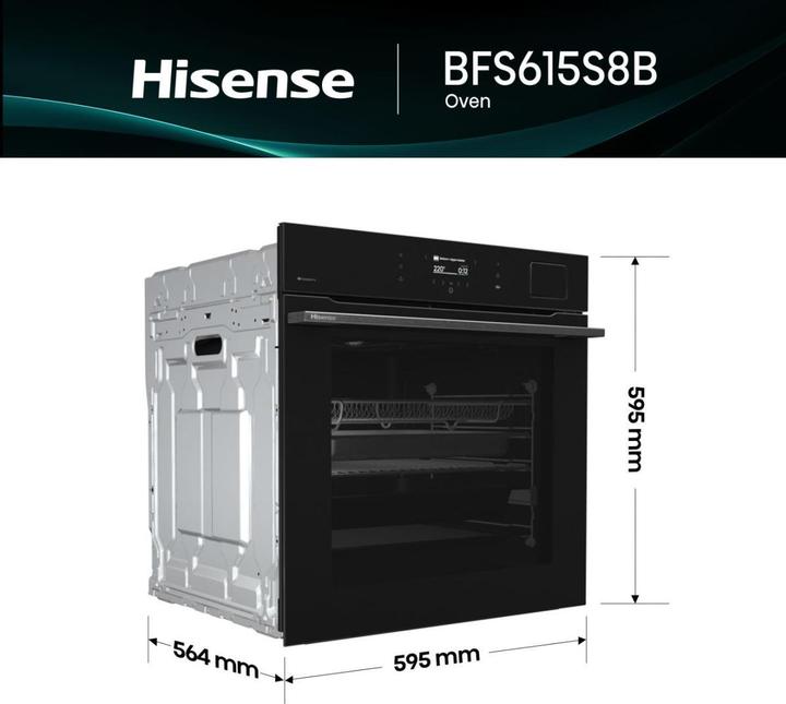 Actual product image Hisense Dampfbackofen BlackGlass HI8 BFS 615S8B Glasfront schwarz