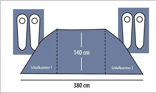 Produktbild Semptec 4-Personen-Tunnelzelt mit 2 Schlafkabinen (Tunnelzelt, 5.60 kg, 4 Personen)