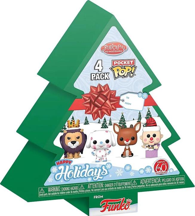 Produktbild Funko Rudolph Holiday 2024 Pocket POP! Vinyl Schlüsselanhänger 4er-Pack Tree Holiday Box 4 cm