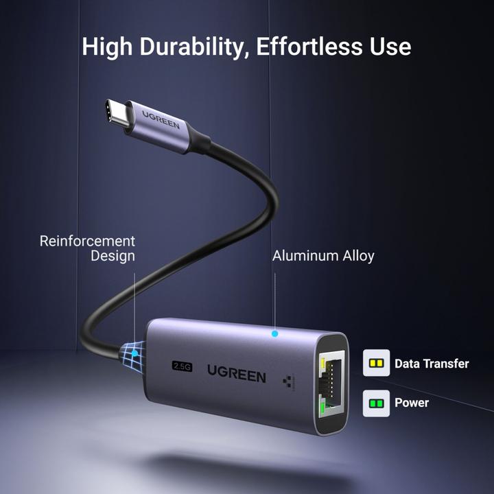 Productafbeelding Ugreen Ethernet-adapter CM648, USB-C do RJ45, 2.5G (czarny) (USB-C, RJ45/LAN (1x))
