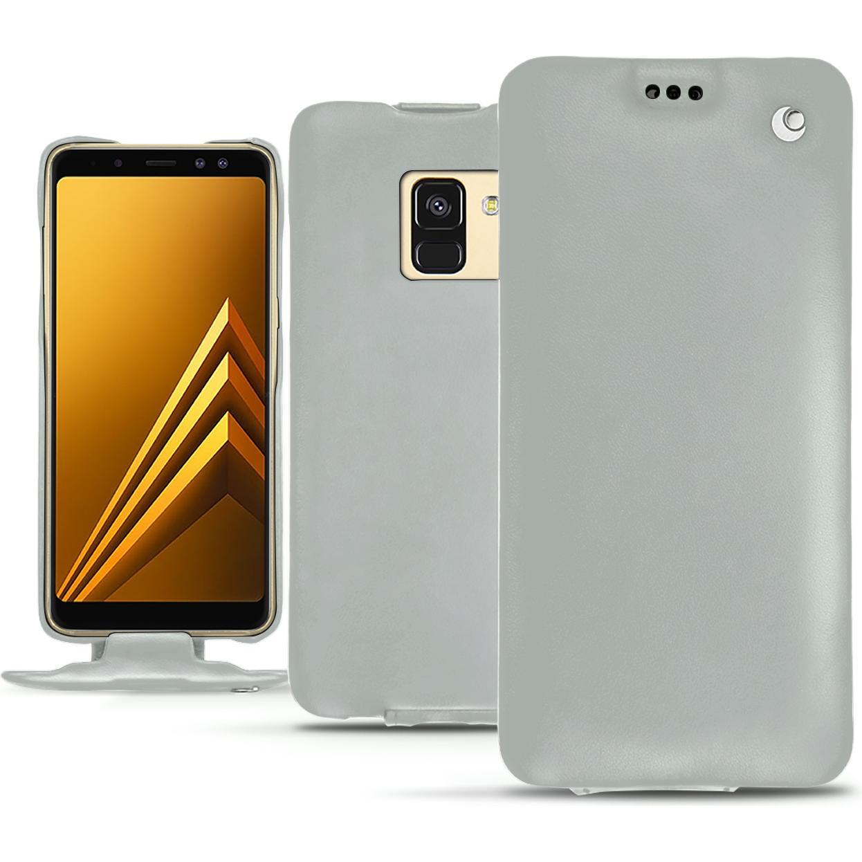 Noreve Lederschutzhülle vertikal (Samsung Galaxy A8 (2018)), Smartphone Hülle, Grau