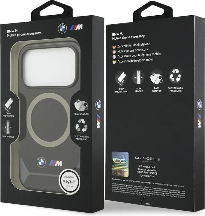 BMW M IML Metal Buttons & Logo MagSafe Case for iPhone 17 Pro Blue
