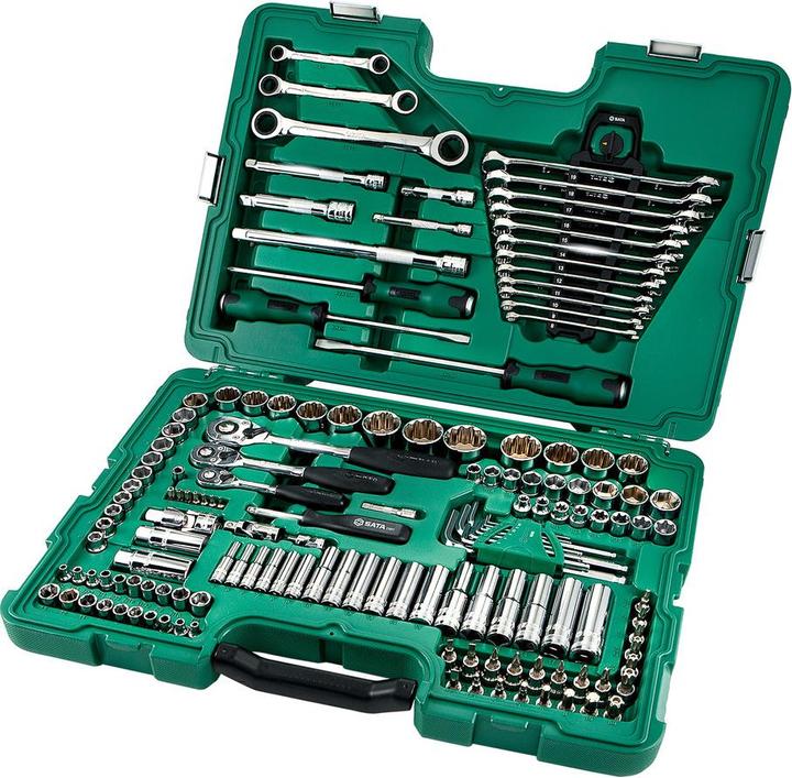 SATA Jeu de clés à douille 1/4,3/8,1/2" 150 pcs. métrique et impériale