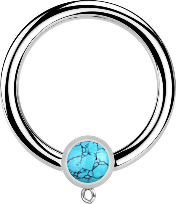Immagine prodotto Star Piercing Anello Micro Closure in argento con cilindro in pietra turchese per ciondoli (senza ottone, Mnerale, Acciaio chirurgico 316L)