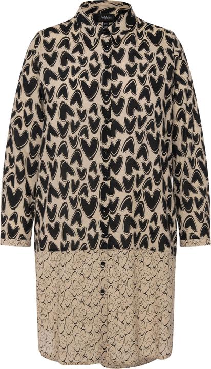 Immagine prodotto Ulla Popken Blusa lunga con effetto patchwork, cuori, collo da camicia e maniche lunghe (58)