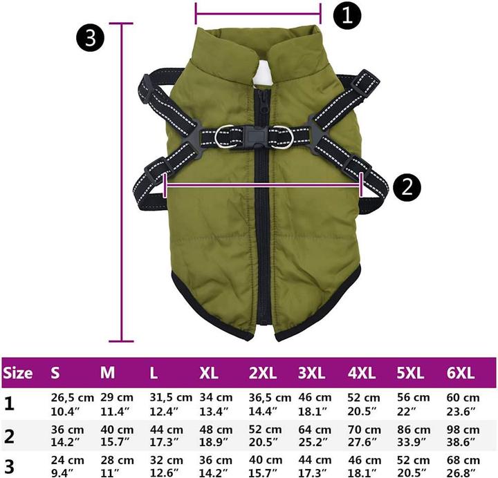 Actual product image vidaXL Dog coat harness Waterproof Reflective (28, Dog coat)