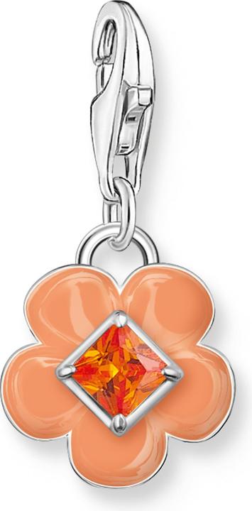 Produktbild Thomas Sabo Charm-Anhänger Blume mit Orangenem Stein Silber (925er Silber, Emaille)