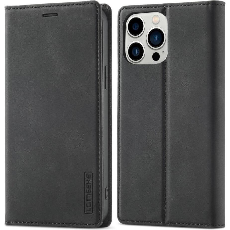 Cover-Discount iPhone 14 Pro - Vintage Flip Case Etui schwarz (Apple iPhone 14 Pro), Smartphone Hülle, Schwarz