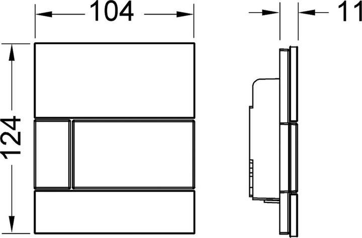 Actual product image TECE TECEsquare urinal flush plate w. cart. Glass black Buttons black