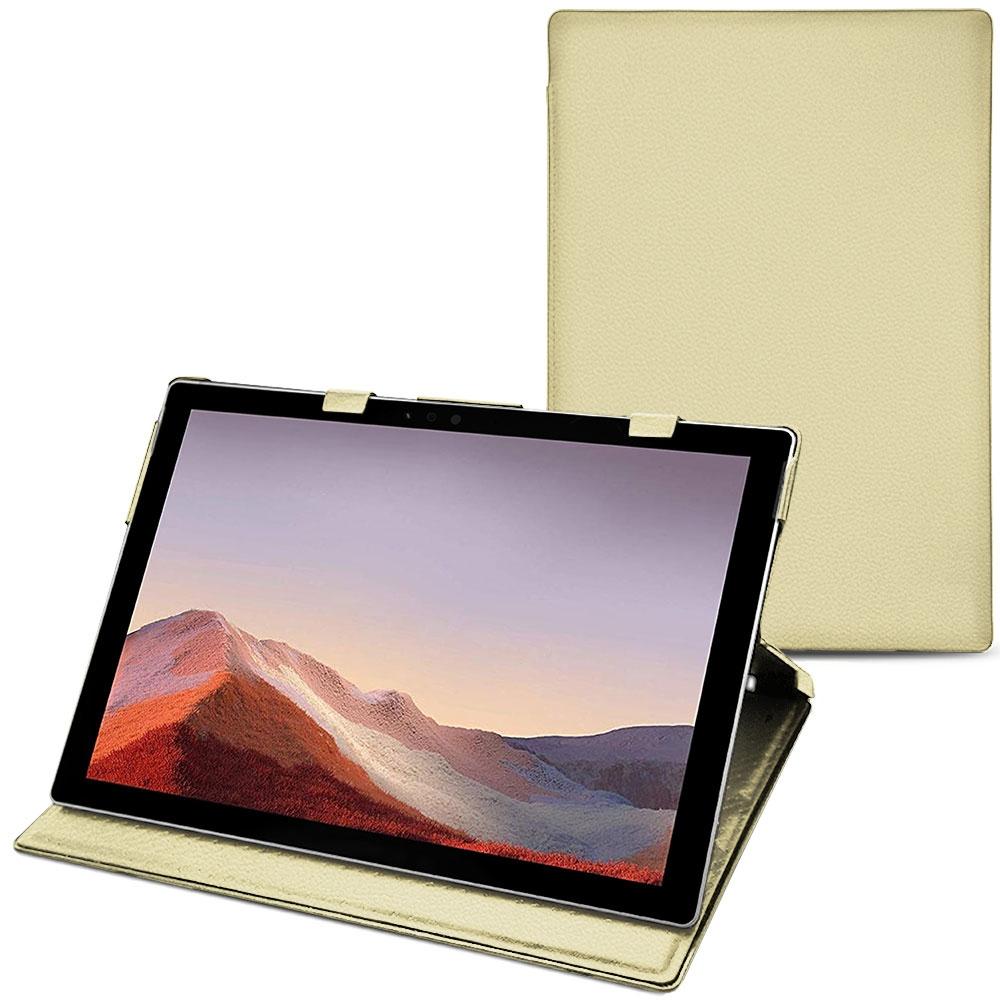 Noreve Lederschutzhülle vertikal (Microsoft Surface Pro 7), Tablet Hülle, Beige