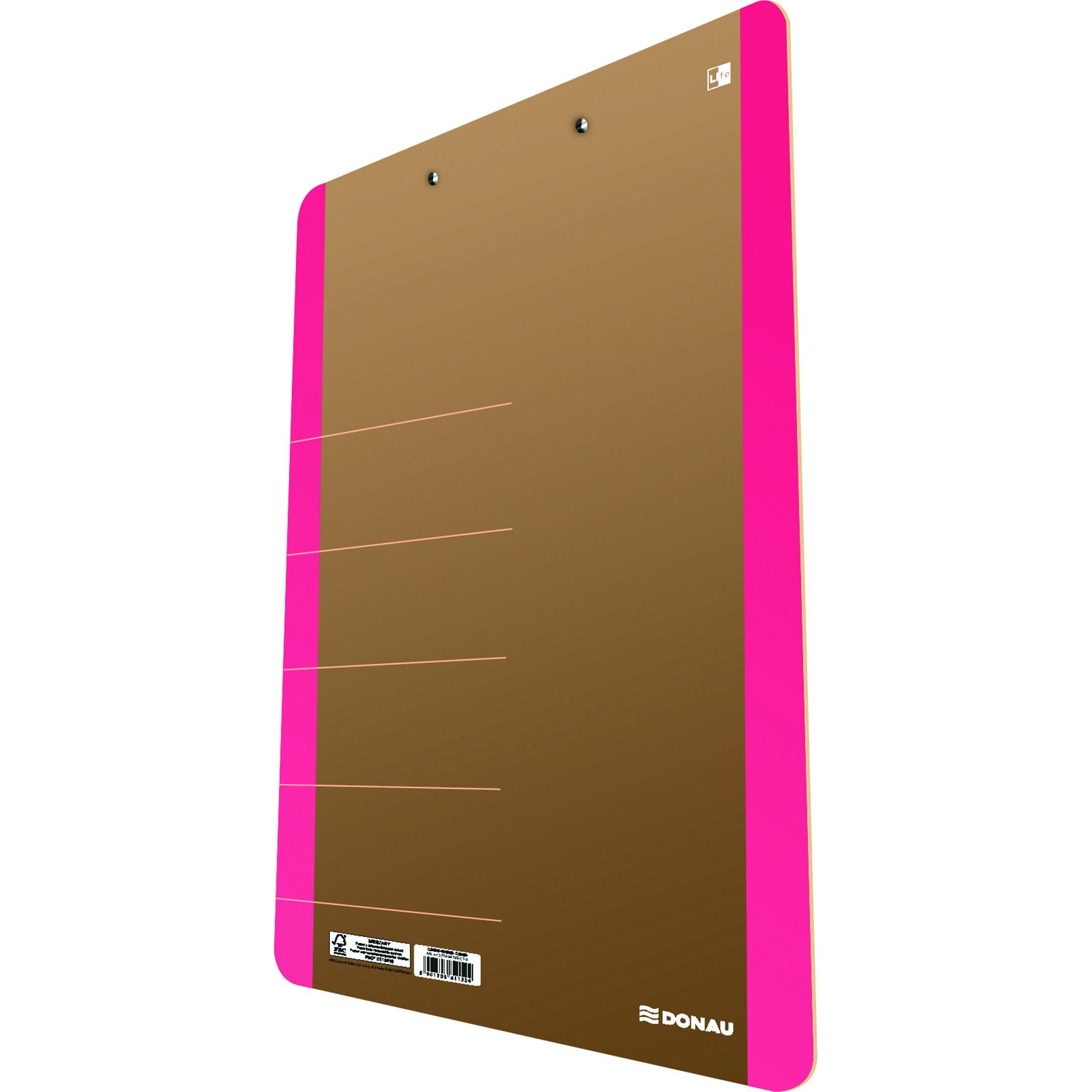 Donau, Sottomano per scrivania, Clipboard Life 330288116 DIN A4 cartone rosa neon