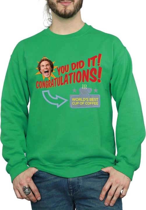 Actual product image Elf Mens World's Best Coffee Sweatshirt (XXL)