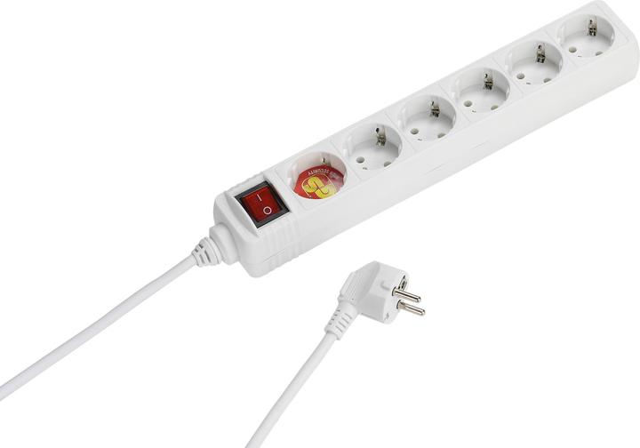 Produktbild Vivanco ES6 W15 6-fach Steckdosenleiste mit Schalter (1,40m Zuleitung) weiss (6x, CEE 7/3, 1.40 m)