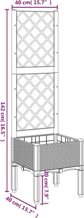 Image du produit vidaXL Bac à plantes avec treillis PP
