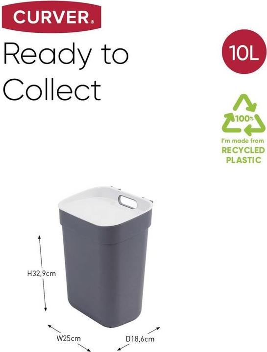 Actual product image Curver Kosz Do Segregacji śmieci 10l /Ciemny Szary/ Jasny Szary (10 l)