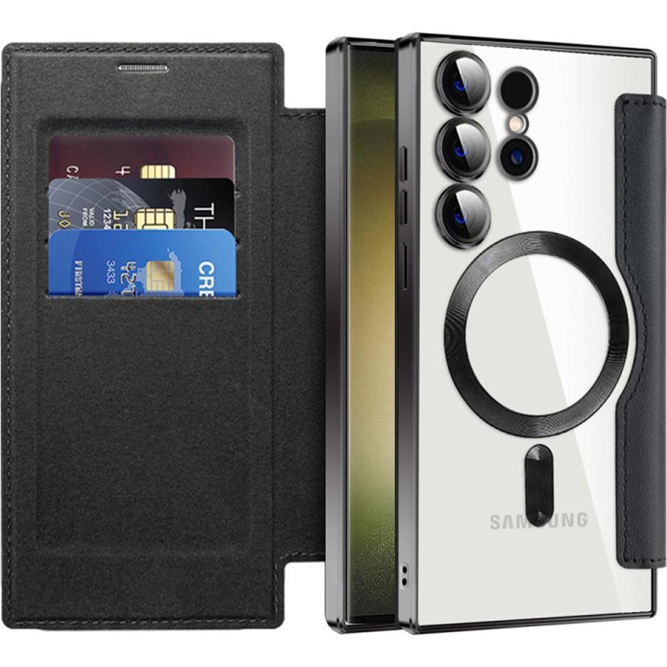 Techsuit - SmartMag Book Case - Samsung Galaxy S23 Ultra - Black (Samsung Galaxy S23 Ultra), Cover smartphone, Nero