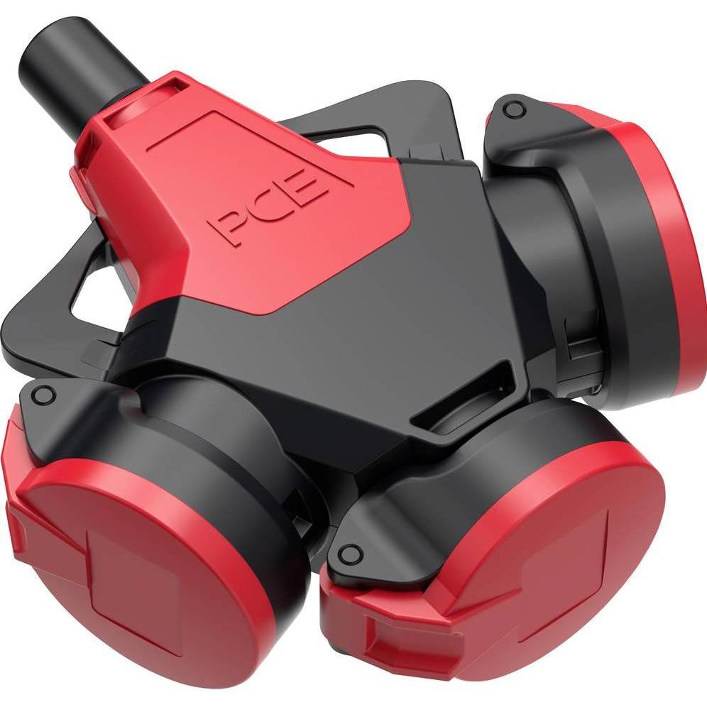 PCE, Netzstecker + Netzkupplung, PC Electric 253712-src5 3fach-Kupplung Gummi 250 V Rot IP54