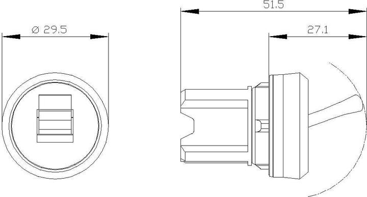 Actual product image Siemens Selector switch 2step toggle lever rectangular 3SU1050-3EA10-0AA0