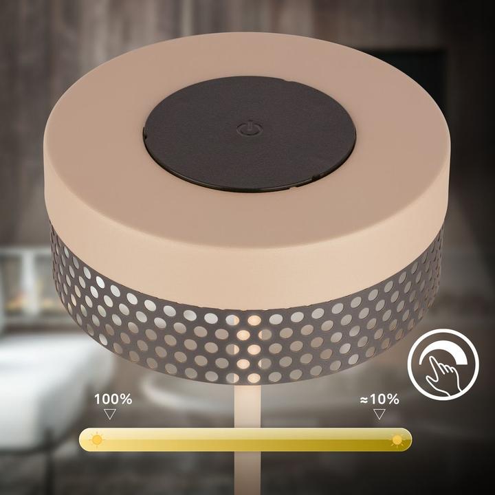 Image du produit Briloner Brilo unplugged BOOHA Akku Tischleuchte mit Lochblech - Beige, Anthrazit (300 lm)