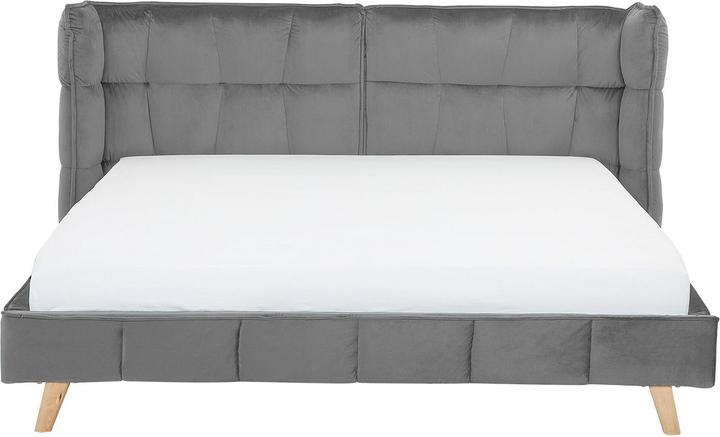 Produktbild Beliani Bett grau Samtstoff 180 x 200 cm SENLIS (180 x 200 cm)
