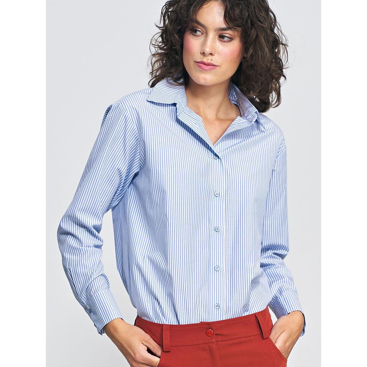 Nife, Damen, Hemd, Langarm Hemd, Blau, (42)