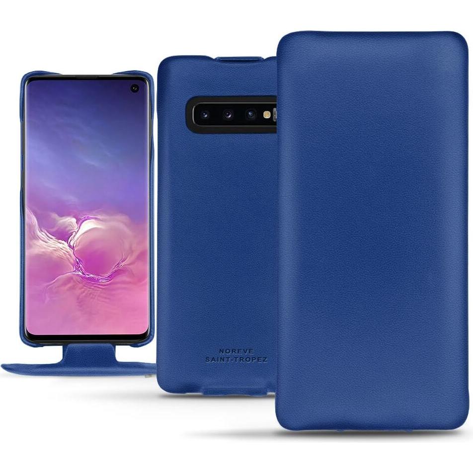 Noreve Lederschutzhülle vertikal (Samsung Galaxy S10), Smartphone Hülle, Blau