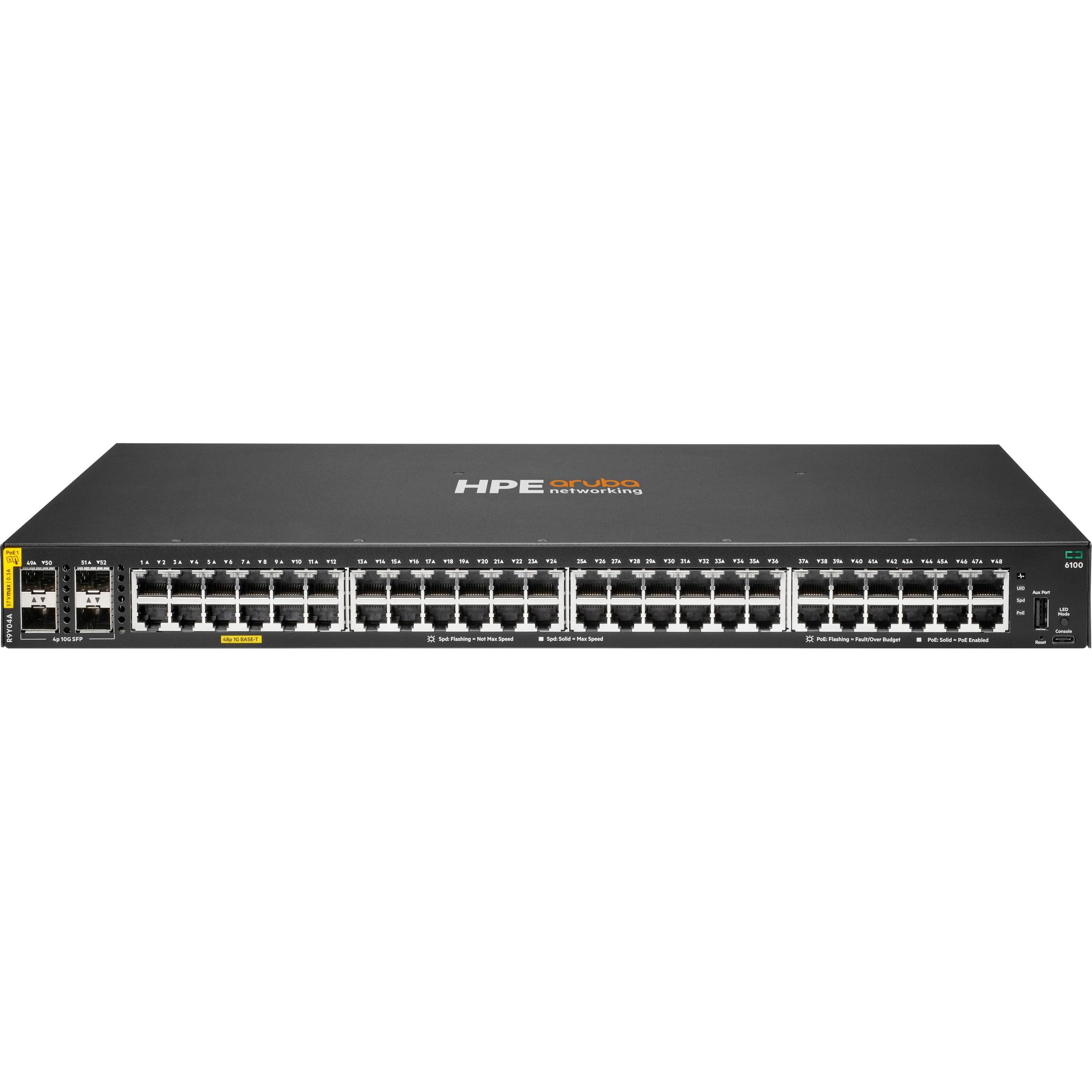 Aruba Grigio Switch Hpe Networking Cx 6100 48G Class4 Poe 4Sfp+ 740W (48 Porte), Switch Di Rete,