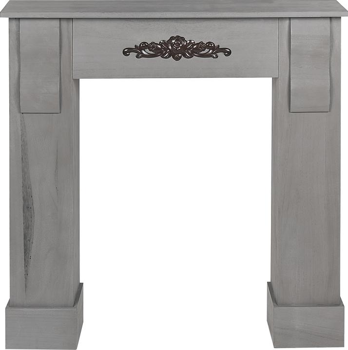 Produktbild Beliani Kaminumrandung Paulowniaholz grau 23 x 97 x 99 cm MANDRE