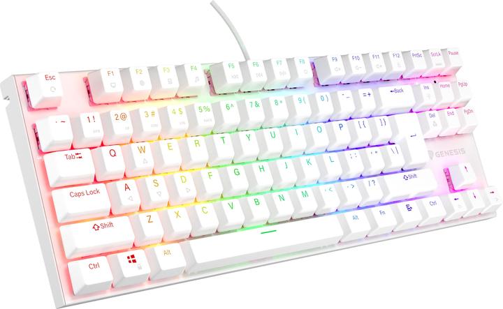 Actual product image Genesis Thor 303 TKL RGB biała Outemu Peach Silent (Eng. Int., Cable)