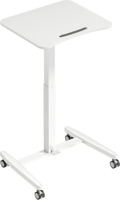 Produktbild Swisshandel24 Höhenverstellbarer Stehschreibtisch, Rollen, neigbare Tischplatte, Sicherheitsstopper, Weiss