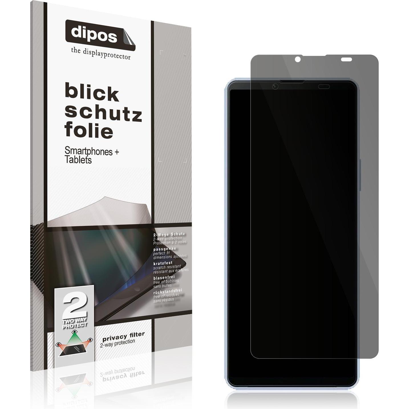 Dipos Blickschutzfolie 2-Way Anti-Shock (2 Stück, Sony Xperia 10 V), Smartphone Schutzfolie, Transparent