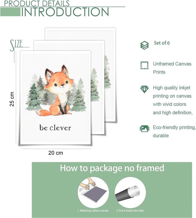 Actual product image ASMI 6 pieces of cute forest animals (25 x 20 cm)